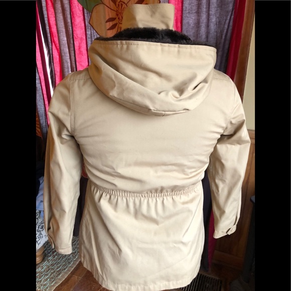 London Fog Hooded Short Trench Coat Jacket Khaki S - Picture 8 of 8